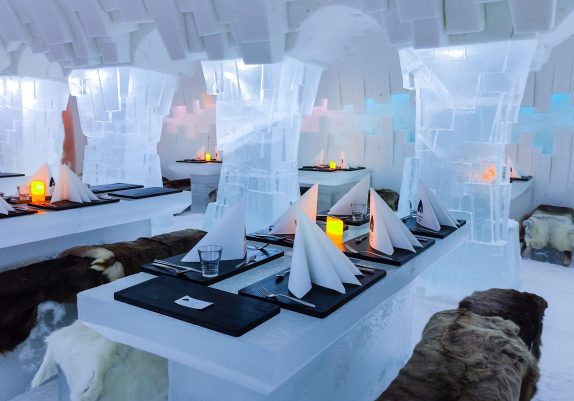 Ice Restaurant Arctic SnowHotel & Glass Igloos Rovaniemi Lapland Finland 