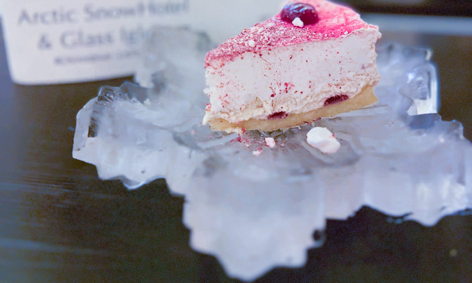 Dessert on an ice plate in the Ice Restaurant