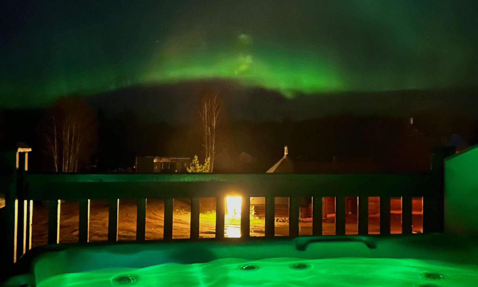 Northern lights seen form the outdoor jacuzzi