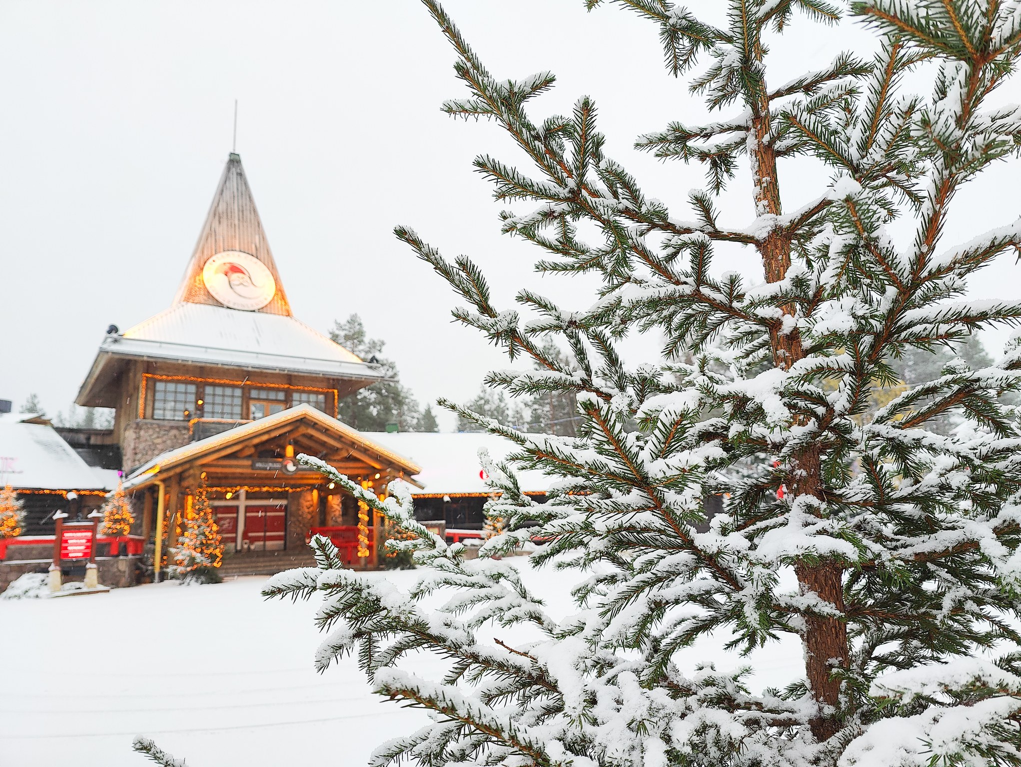 Santa Claus Village in early winter covered in snow