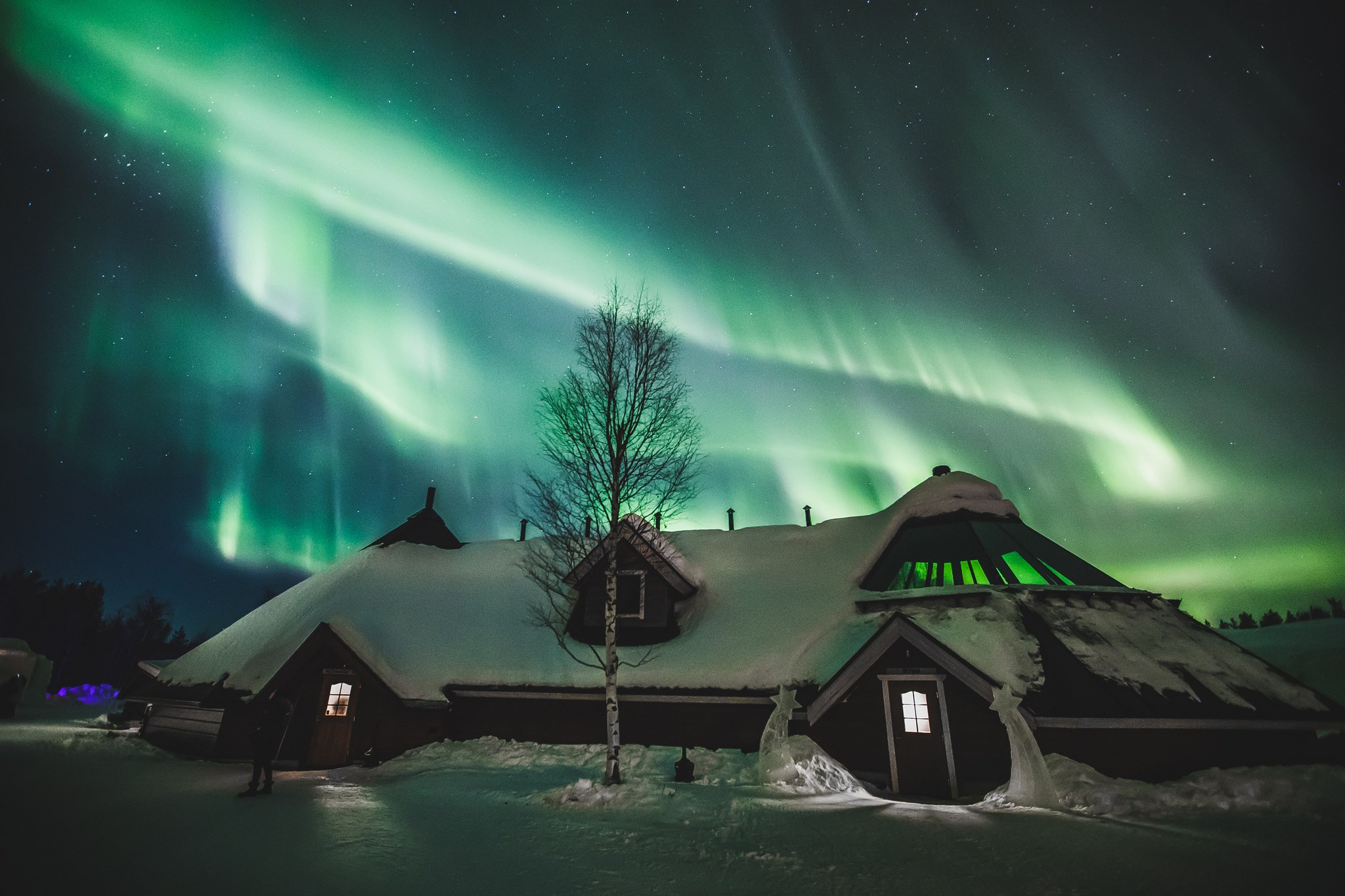 Northern lights above Kota Restaurant and Sky Bar